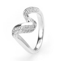 Links of London - Entwine, White Sapphire Set, Sterling Silver Ring, Size K - 5045-3841