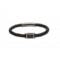 Unique - Black Leather Bracelet, Size 21cm