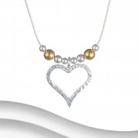 Banyan - Silver and Gold Heart and Beads Necklace