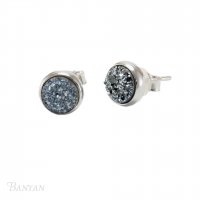 Banyan - Blue Drusy Quartz Set, Sterling Silver Stud Earrings