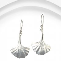 Banyan - Silver Fanned Leaf Earrings
