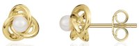 Guest and Philips - Pearl Set, Yellow Gold - 9ct FWP Knot Earrings, Size 4mm 33-27-045
