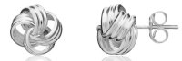 Guest and Philips - White Gold 9ct Ribbed Loop Knot Earrings 10-06-236
