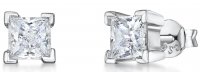 Jools - Princess Cut Cubic Zirconia Set, Sterling Silver Stud Earrings KPE2164