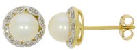 Guest and Philips - Pearl Set, Yellow Gold - White Gold - 9ct FWCP D 5pt 16st Earrings, Size 6-6.5 09EASG87034