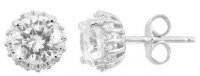 Waterford - CZ Set, Sterling Silver - - Large Cluster Earrings