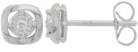 Guest and Philips - Diamond Set, White Gold - 9ct D 4pt 2st Cush Twist Earrings 09EASD82273