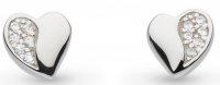 Kit Heath - Miniatures Sweet Heart Pave, Cubic Zirconia Set, Rhodium Plated - Sterling Silver - Stud Earrings 40032CZ