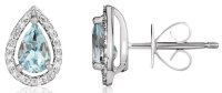 Guest and Philips - 9ct, Diamond and Aquamarine Set, White Gold - Stud Pear Shape Earrings 23-15-025