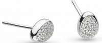 Kit Heath - Coast Pebble Clisten , Cubic Zirconia Set, Rhodium Plated - Sterling Silver - Pave Stud Earrings 30188CZ