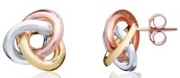 Guest and Philips - 9ct, Yellow Gold Triple Colour Stud Knott Earrings 10-70-079