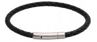 Unique - Antique, Leather - Stainless Steel - Bracelet, Size 19cm B444ABL-19CM