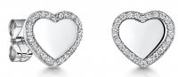 Jools - Cubic Zirconia Set, Sterling Silver - Heart Stud Earrings WPE1012
