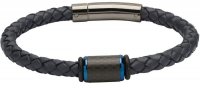 Unique - Carbon Fibre - Leather - Bracelet, Size 19cm B376NV-19CM