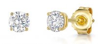 Jools - CZ Set, Yellow Gold Plated - Stud Earrings, Size 5mm HBE5RD-YG