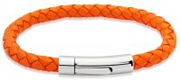 Unique - Leather - Stainless Steel - Bracelet, Size 19cm A40ORANGE-19CM