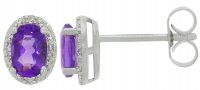 Guest and Philips - Amethyst Set, White Gold - 9ct Am 2st D 3pt 8st Earrings, Size 6x4 09EASG85070