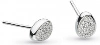 Kit Heath - Coast Pebble, CZ Set, Rhodium Plated - Sterling Silver - Glisten Pave Stud Earrings 30188CZ2029