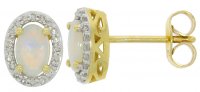 Guest and Philips - 12pt 40st Dia & 2st Opal Set, Yellow Gold - White Gold - 9ct OPM Stud Earrings, Size 6x4mm 09EASG85914