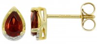 Guest and Philips - Diamond Set, Yellow Gold - White Gold - 9ct 1pt 2st Dia & 2st Gar Pear Stud, Size 6x4 09EASG85708