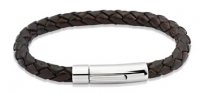 Unique - Leather/Stainless Steel Bracelet, Size 21cm A40ADB-21CM A40ADB-21CM A40ADB-21CM