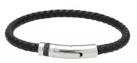 Unique - Leather - Stainless Steel - Bracelet, Size 21cm - B429BL-21CM