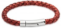 Unique - Leather - Stainless Steel - Antique Rust Bracelet, Size 21cm A40AR-21CM