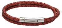 Unique - Leather - Stainless Steel - Bracelet, Size 19cm B437MR-19CM