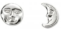 Gecko - Sterling Silver Moon Face Stud Earrings A2059