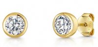 Jools - Cubic Zirconia Set, Yellow Gold Plated - Earrings, Size 5MM HBE2023-YG