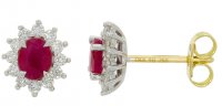 Guest and Philips - Ruby Set, White Gold - Yellow Gold - 9ct 33pt 24st Diamond Stud Earrings 18EASG86144