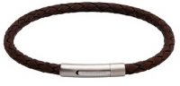 Unique - Leather - Stainless Steel - Bracelet, Size 19cm B444DB-19CM