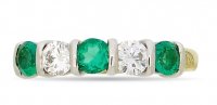 FEU - Emerald 0.54ct Diamond 0.38ct Set, Yellow Gold - - 18ct Round Brilliant Cut HET Ring - 41570B2-DR1009
