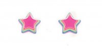 Gecko - Beginnings, Silver Multi Pink Star Earrings - A717P