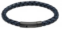 Unique - Leather - Stainless Steel - Bracelet, Size 19cm B493NV-19CM