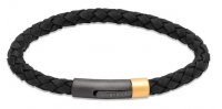 Unique - Leather - Stainless Steel - Bracelet, Size 21CM B506GO-21CM