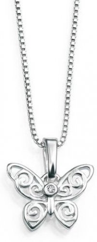 Gecko - Diamond Set, Sterling Silver - BUTTERFLY NECKLACE P3567