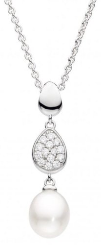 Kit Heath - Coast Pebble Glisten, Cubic Zirconia Set, Sterling Silver - Rhodium Plated - Necklace, Size 18inch 90182FPC