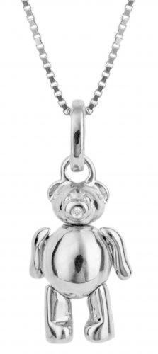 Gecko - Articulated Teddy, Diamond Set, Sterling Silver - Pendant P5299