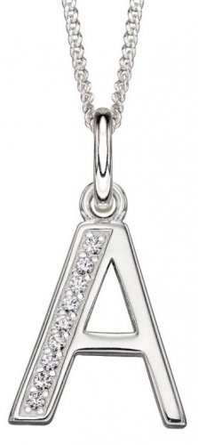 Gecko - Art Deco, CZ Set, Sterling Silver - L Initial Necklace P4734C