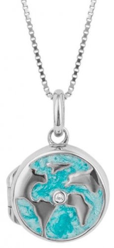 Gecko - Earth, Diamond Set, Sterling Silver - Locket P5301