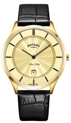 Rotary - Ultra Slim, Yellow Gold Plated Quartz Watch - GS08413-03