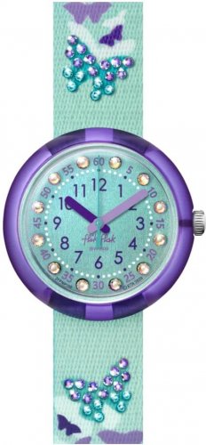 Swatch - Sparkling Butterfly, Plastic/Silicone - Fabric - Quartz Watch, Size 31.85mm FPNP100