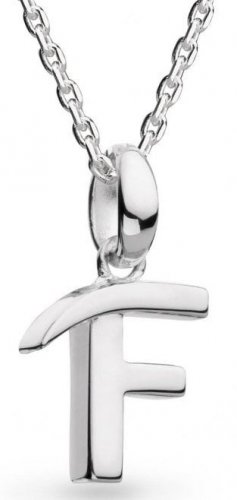 Kit Heath - Signature Skript, Rhodium Plated - Sterling Silver - Capital F Necklace, Size 18