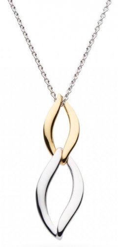 Kit Heath - Entwine Twine, Rhodium Plated - Sterling Silver - Yellow Gold Plated Duo Link Necklace, Size 18