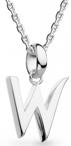 Kit Heath - SIgnature Skript, Rhodium Plated - Sterling Silver - Capital W Necklace, Size 18