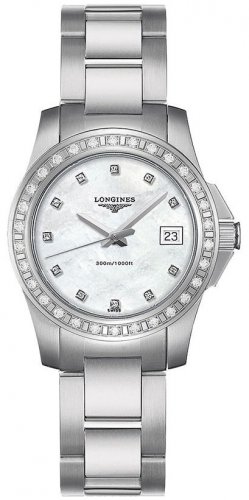Longines - Conquest, Mother of Pearl and Diamond Set, Stainless Steel - Watch