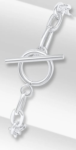 Guest and Philips - Sterling Silver - Paperclip Chain T Bar Bracelet, Size 7