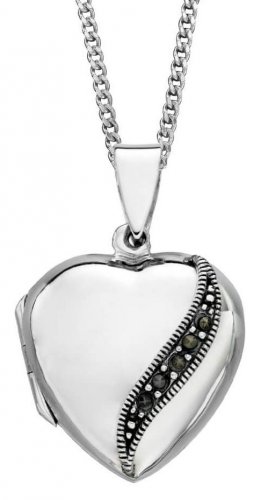 Gecko - Beginnings, Marcasite Set, Silver Heart Locket P3934