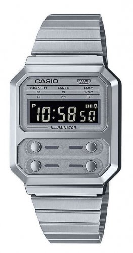 Casio - Stainless Steel - Digital Watch, Size 40.7x32.7x9.2 A100WE-BEF